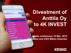 Divestment of Anttila Oy to 4K INVEST