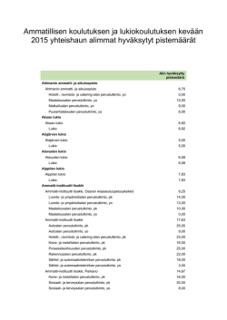Kev&auml;t 2015 - Yhteishakulaskuri