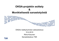 OKSA-sanasto ja monikielinen sanastotyö