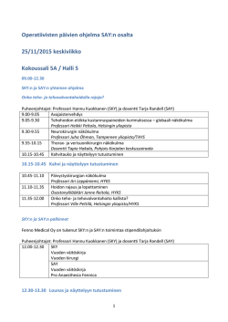 Operatiivisten päivien ohjelma SAY:n osalta 25/11/2015 keskiviikko