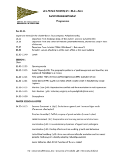 CoE Annual-Meeting 24.–25.11.2015 Lammi Biological Station
