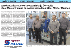 Steel Master Finland on saanut rinnalleen Steel Master Marinen