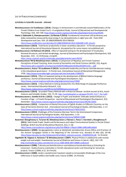 LIST OF PUBLICATIONS (CONDENSED) a) Articles in