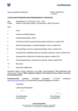 Lapin kauppakamarin jäsenille KUTSU /ASIALISTA 1.12.2015