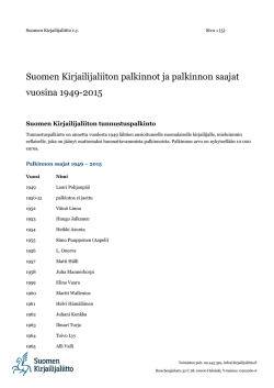 Suomen Kirjailijaliiton palkinnot ja palkinnon saajat