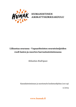 www.humak.fi Liikuntaa seurassa - Vapaaehtoisten