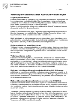 Tampere: Vammaispalvelulain mukaisten kuljetuspalveluiden ohjeet