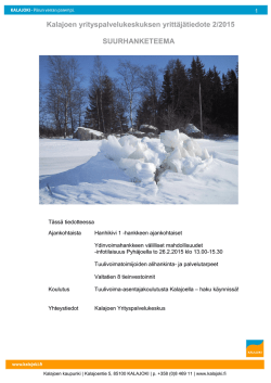 Kalajoen yrityspalvelukeskuksen yrittäjätiedote 2/2015