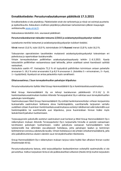Ennakkotiedote: Perusturvalautakunnan päätöksiä 17.3.2015