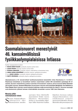 Suomalaisnuoret menestyivät 46. kansainvälisissä