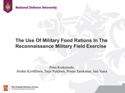 The Use Of Military Food Rations In The Reconnaissance