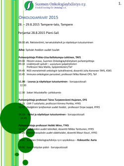 Onkologiapäivät 2015, 28. - 29.8