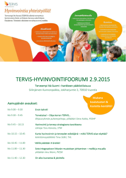 TERVIS-Hyvinvointifoorumi - Terveyttä ja hyvinvointia yhteistyöllä!