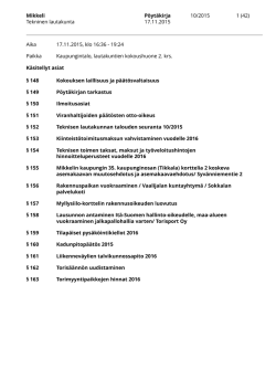Mikkeli Pöytäkirja 10/2015 1 (42) Tekninen lautakunta 17.11.2015
