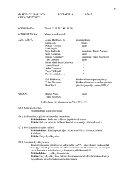 1 (4) MASKUN SEURAKUNTA PÖYTÄKIRJA 8/2015