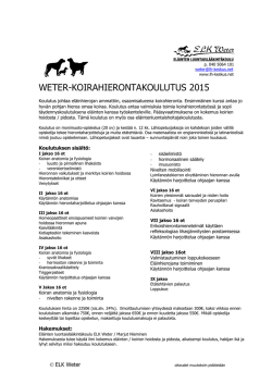 Koulutuksen sisältö 2015  - Eläinten luontaislääkintäkoulu Weter