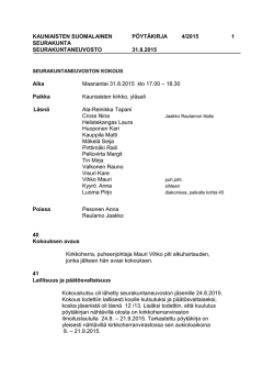 Seurakuntaneuvosto 31.8.2015 - Kauniaisten suomalainen