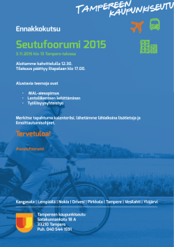 Seutufoorumi 2015 - Tampereen kaupunkiseutu