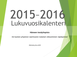 Lukuvuosikalenteri - Hämeen kesäyliopisto
