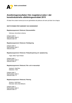 Aalto.fi Sv Studies Admission Results Taiteiden Alan
