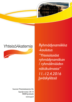 Ryhmädynamiikka -koulutus 11.-12.4.2016