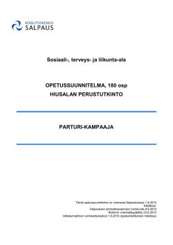 Opetussuunnitelma 180 osaamispistettä