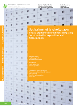 Sosiaalimenot ja rahoitus 2013, Sociala utgifter och deras
