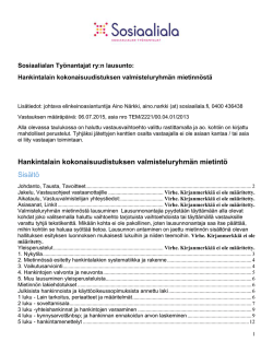 Hankintalain kokonaisuudistuksen valmisteluryhmän mietintö Sisältö