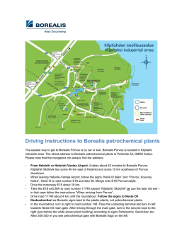 Borealis driving instructions, petrochemicals
