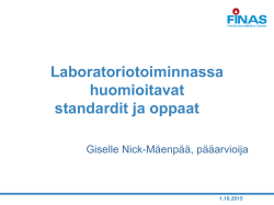 (mm. ISO 16140, ISO 7218), Giselle Nick-Mäenpää
