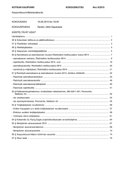 Nro 5/2015 Kaupunkisuunnittelulautakunta KOKOUSKUTSU