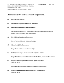 05 Liittokokouksen esityslista - Suomen ylioppilaskuntien liitto