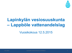 Lapinkylän Vesiosuuskunnan vuosikokous 12.5.2015