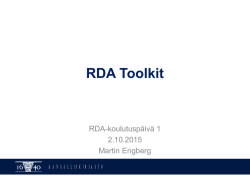 RDA Toolkit Katsaus ominaisuuksiin ja käyttöön
