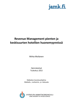 Revenue Management pienten ja keskisuurten hotellien