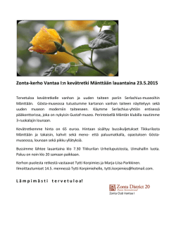 Zonta-kerho Vantaa I:n kevätretki Mänttään lauantaina 23.5.2015