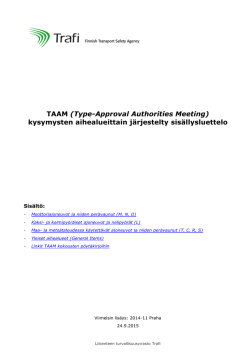 TAAM (Type-Approval Authorities Meeting) kysymysten