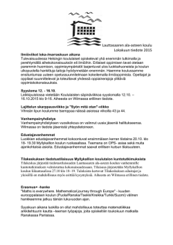 Lauttasaaren ala-asteen koulu Lokakuun tiedote 2015