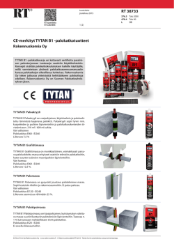 RT 38733 CE-merkityt TYTAN B1 -palokatkotuotteet