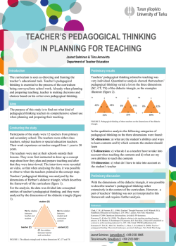 Teacher`s pedagogical thinking in planning for teaching