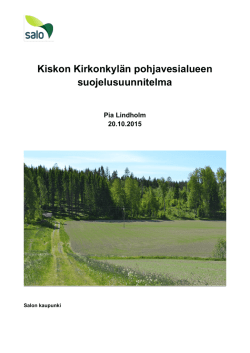 Kiskon Kirkonkylän pohjavesialueen suojelusuunnitelma