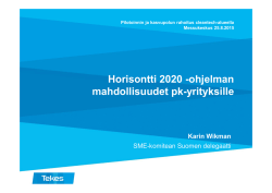 Horisontti 2020 -ohjelman mahdollisuudet pk