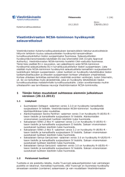 NCSA-toiminnon hyväksymät salausratkaisut
