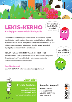 LEKIS-KERHO Kielikylpy suomenkielisille lapsille
