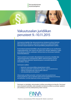 Vakuutusalan juridiikan perusteet 9.–10.11.2015