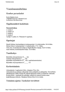 Harhalan koulun vuosisuunnitelma lv. 2015-16