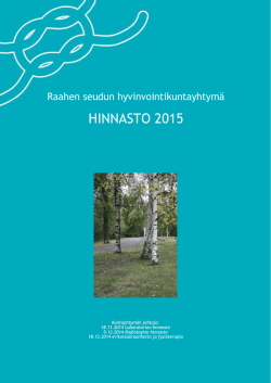 HINNASTO 2015 - Raahen seudun hyvinvointikuntayhtymä