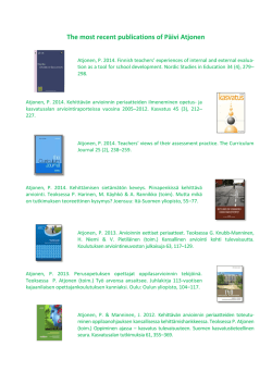The most recent publications of Päivi Atjonen - UEF-Wiki