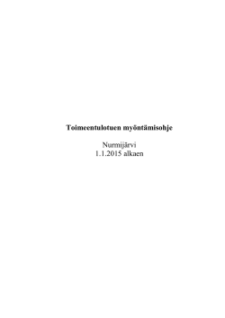 Toimeentulotuen myöntämisohje Nurmijärvi 1.1.2015 alkaen