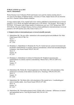 PUBLICATIONS up to 2015 Satu K. Jääskeläinen Web of Science